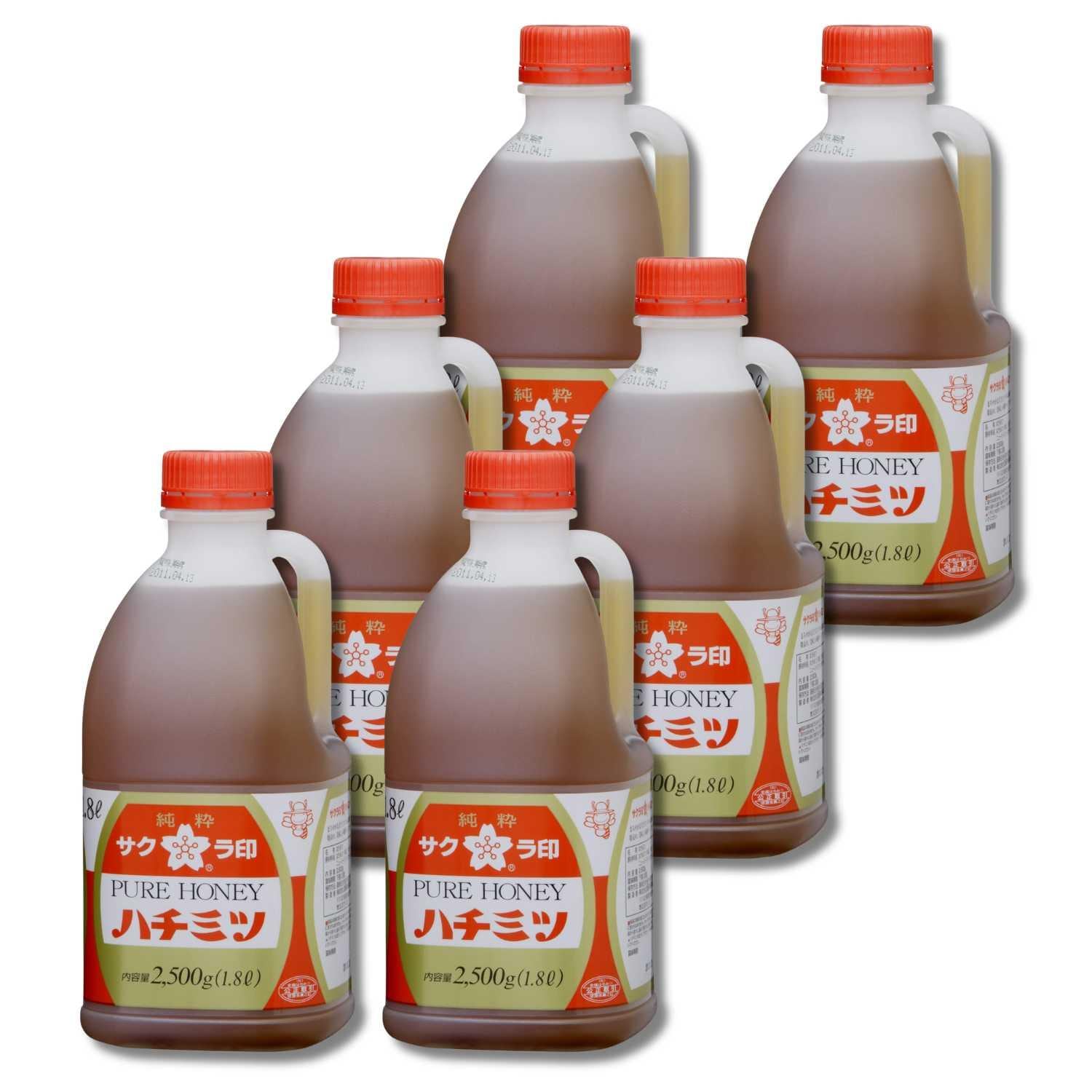 6個セット 加藤美蜂園 サクラ印 純粋ハチミツ 2500g