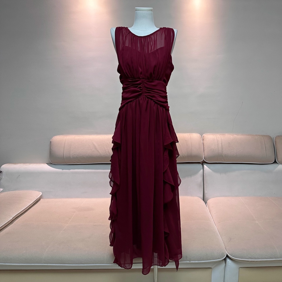 ドレスワンピース ワンピース ドレス シフォンワンピース ギャザーワンピース ドレスワンピース チュールワンピース シアーチュールドレスワンピース ラウンドネック ノースリーブ 透け感 シースルー