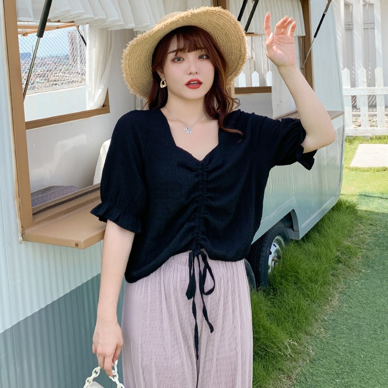 5L 4L 秋冬 韓国 大きいサイズ 長袖ニットトップス レディースシャツブラウス タイト ストレッチ 30代 40代 50代 60代大きいサイズの婦人服の春夏抽縄上着洋気vネックシャツデザイン感上着