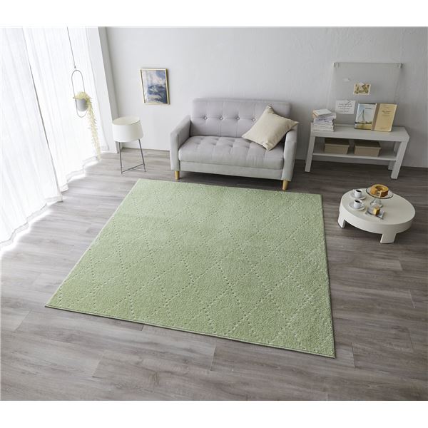 スミノエ 洗える ラグ ポント 約幅185x長さ185cm グリーン 日本製