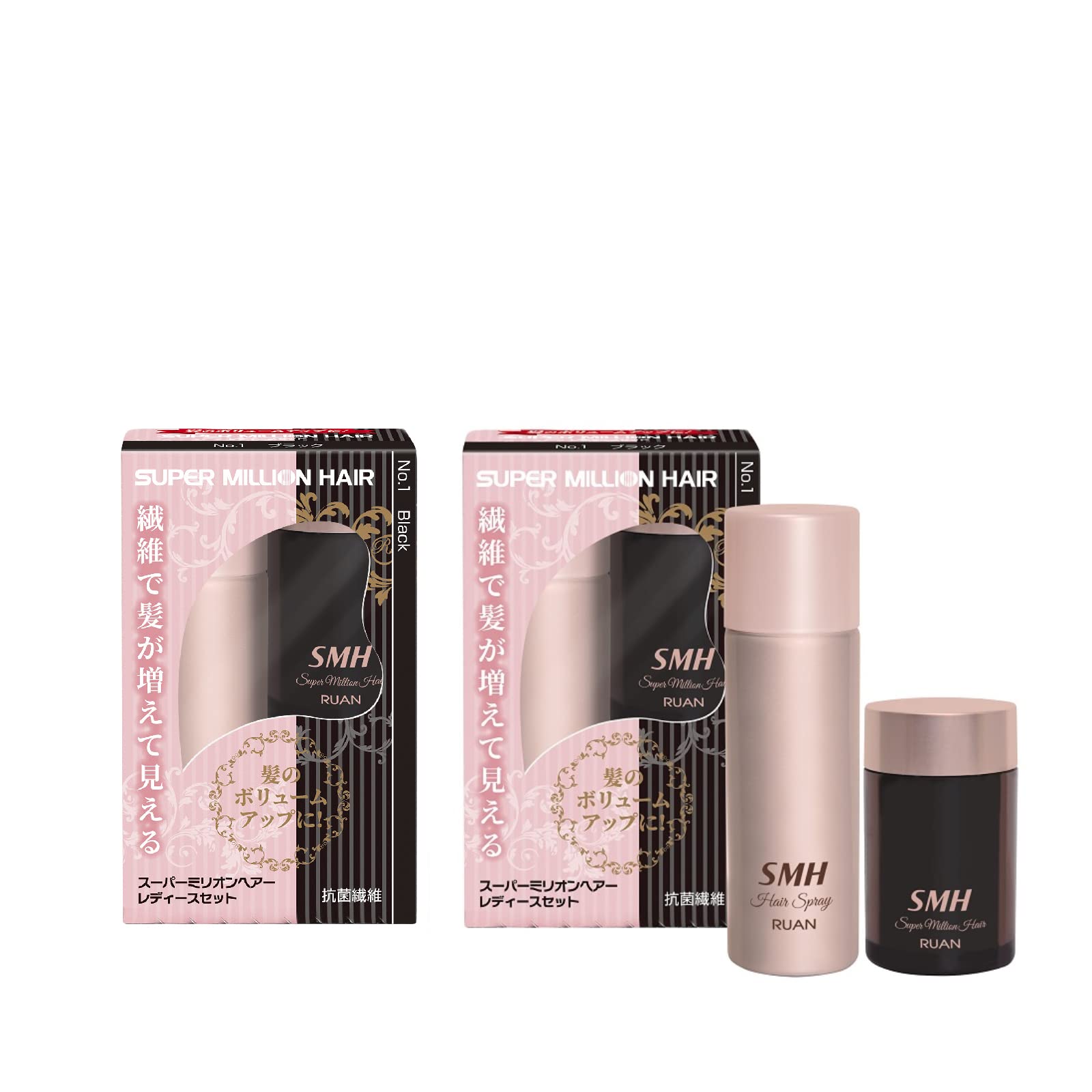 スーパーミリオンヘアー レディースセット ブラック No.1 (スーパーミリオンヘアー10g + スーパーミリオンヘアスプレー35g) 2本セット