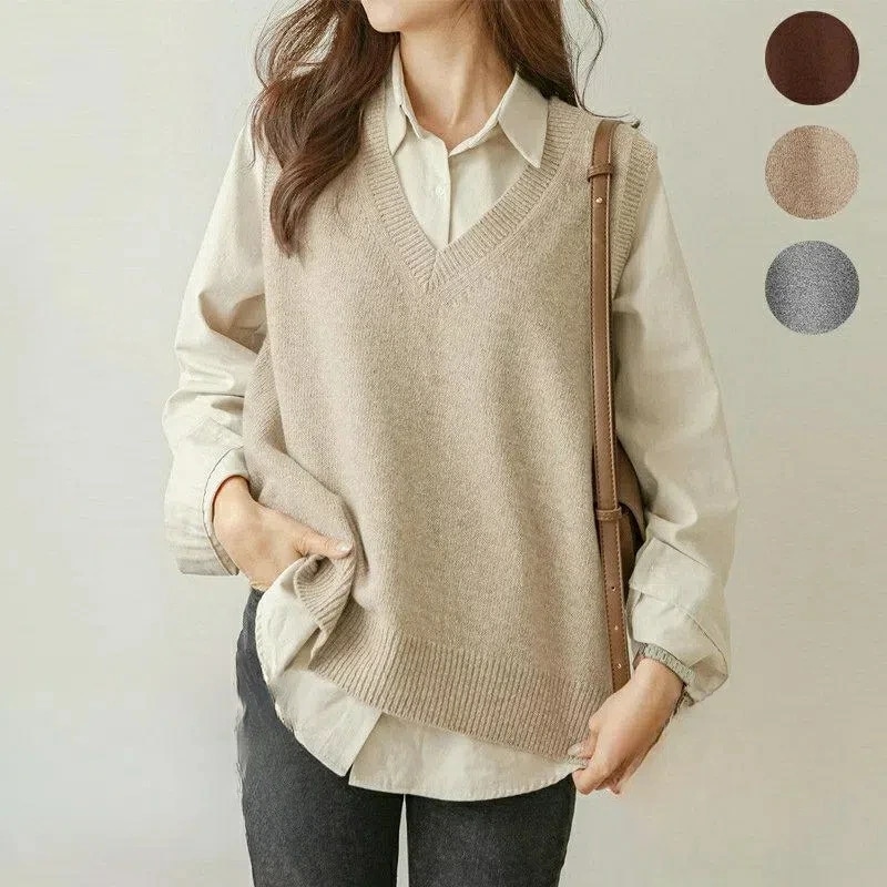 ニット ベスト レディース チョッキ トップス 春 秋 ノースリーブ 学生 人気 通勤 大人 リブ編み スリット シンプル 無地 OL 30代 40代 50代 50代 5,137円