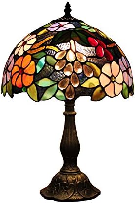 テーブルランプ ティファニー風ライト ステンドグラスランプ 手作り照明器具 卓上照明 花柄スタンド 1灯 D30cm
