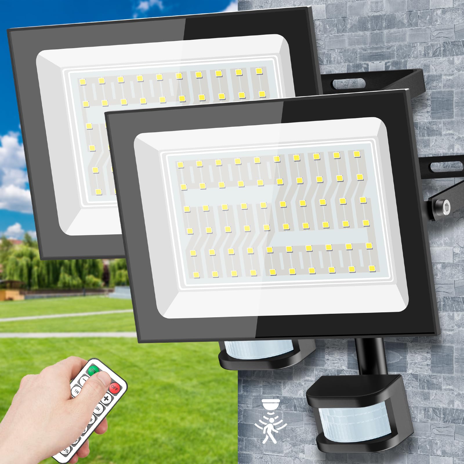 センサーライト 投光器 LED センサーライト 超爆光 100v 80W 昼光色 6500K 10000LM 120広角照明 10階段調光可能 感知式 人感 センサーライト 屋外 47917