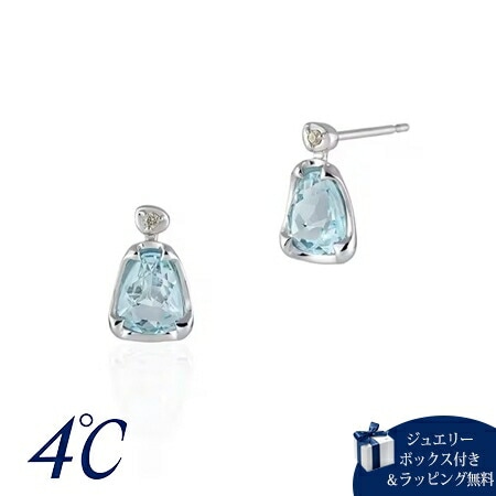 4cd519697【送料無料】【ラッピング無料】ヨンドシー 4℃ Summer Collection K10ホワイトゴールド ピアス Luminous cutシリーズ ブルー トパーズ ダイヤモンド