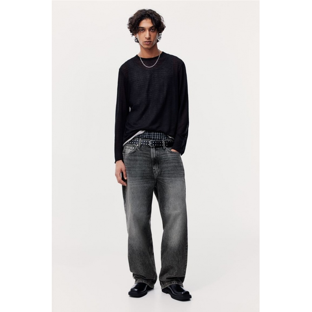 H&M バギージーンズダークデニムグレー