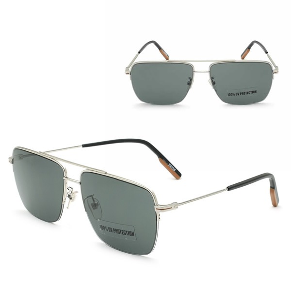 サングラス EZ0148-D/S 16A 62 Ermenegildo Zegna サングラス ノーズパッド UVカット シルバー ブルーグリーン グレー