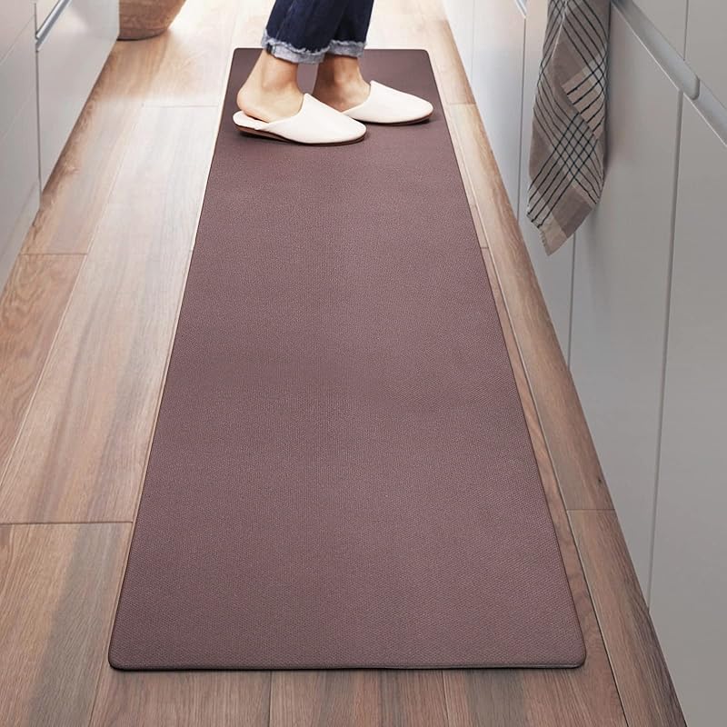 Tydle 拭ける！キッチンマット 60×240cm 低反発 厚さ6mm 洗濯不要 PVCキッチンマット クッション性のあるPVC素材 お手入れ簡単 PVCマット 滑り止め ずれにくい 台所マット 拭