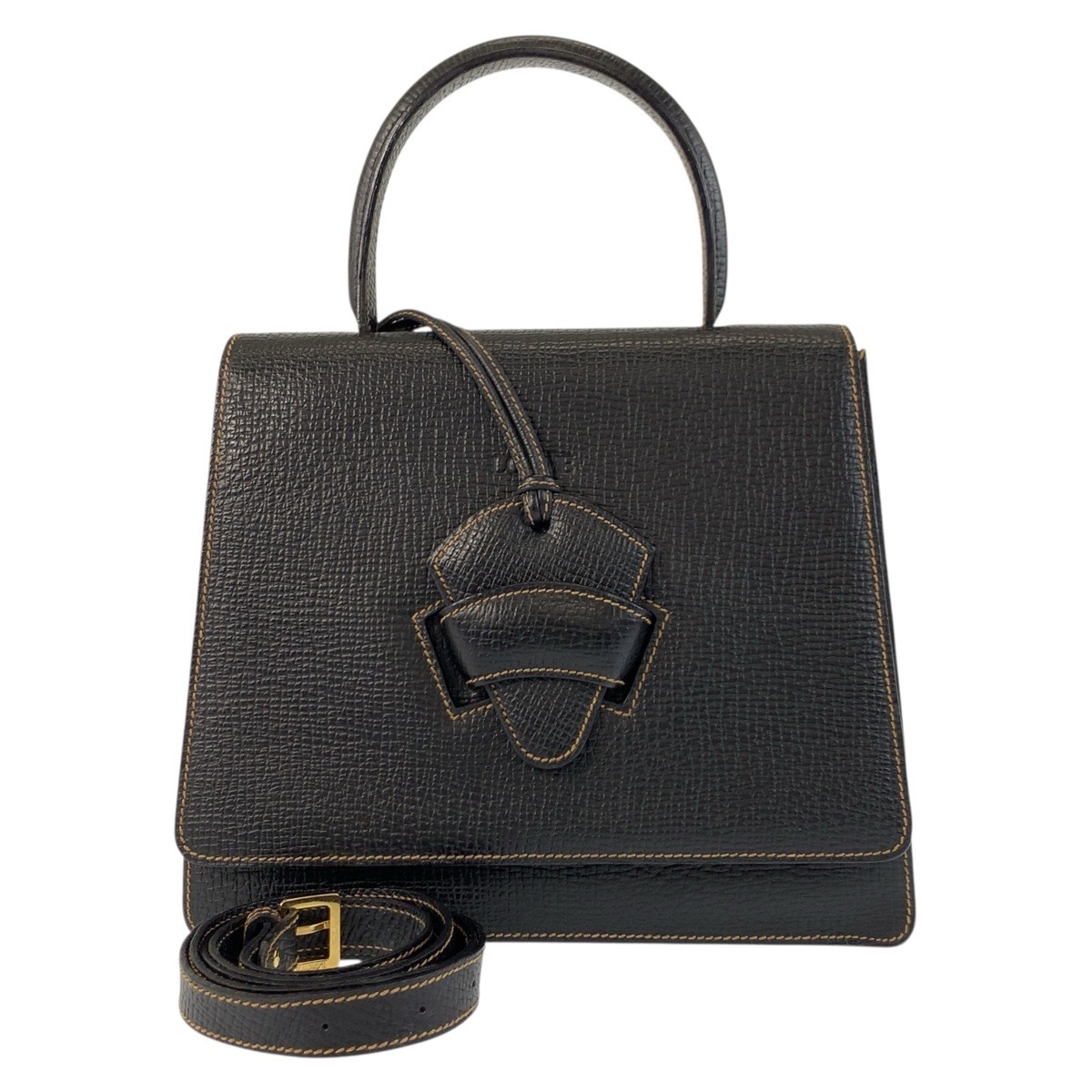 美品 ヴィンテージ バルセロナ ブラック 黒 ゴールド金具 レザー ハンドバッグ ショルダーバッグ レディース 502743