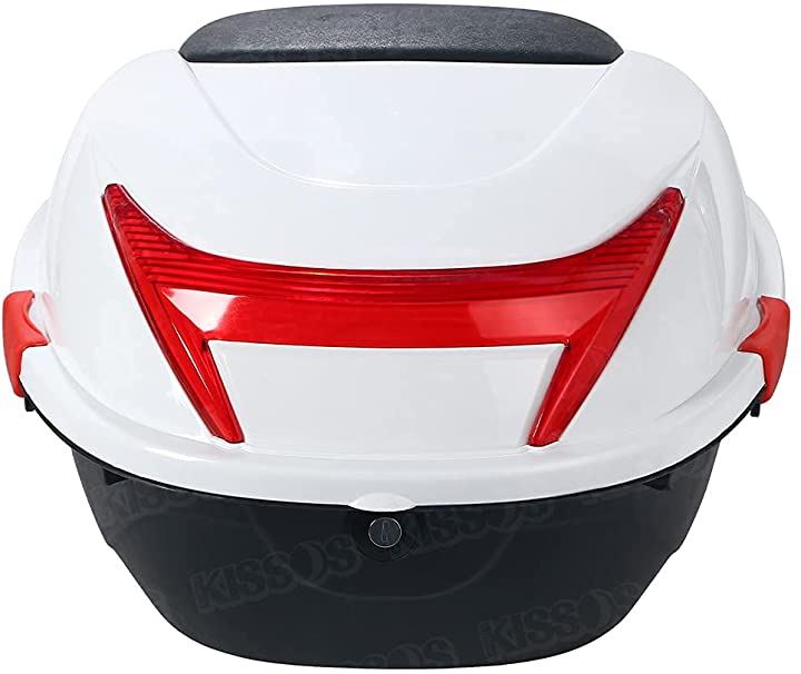バイク用 リアボックス トップケース テールボックス 着脱簡単 キーロック式 メット2個 収納 可能( ホワイト, L)