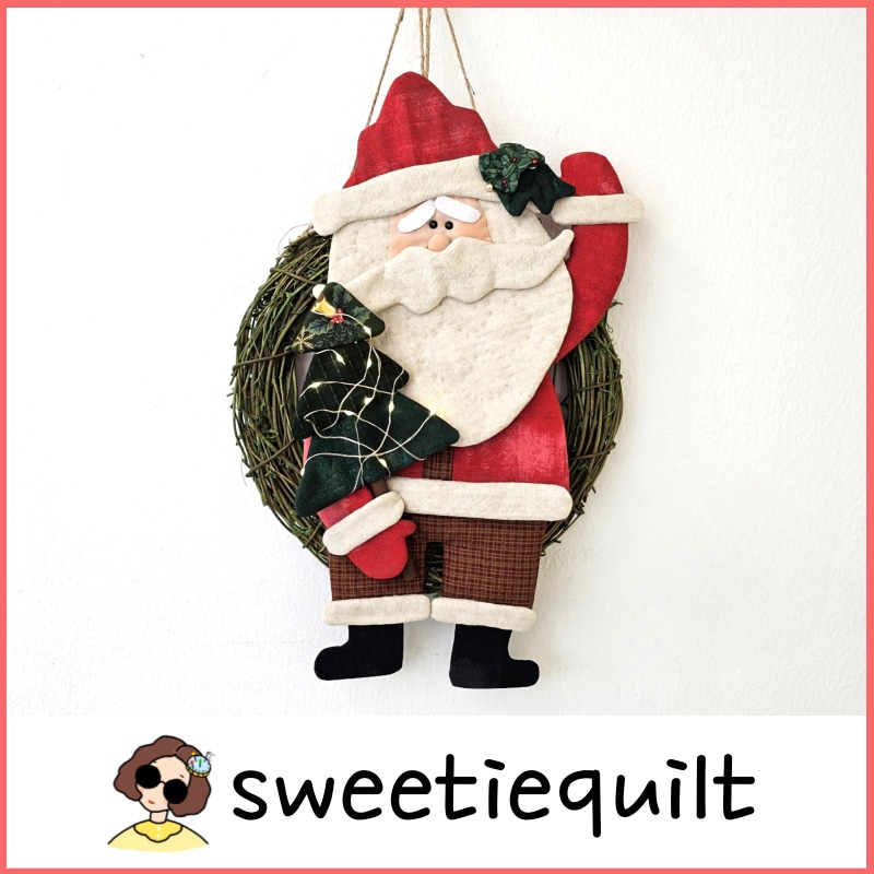 sweetiequilt／クリスマスサンタ壁掛け／ハンドメイド／クリスマス／クリスマスプレゼント／ハンドメイド／キルティング／キルト／手作り／記念日プレゼント