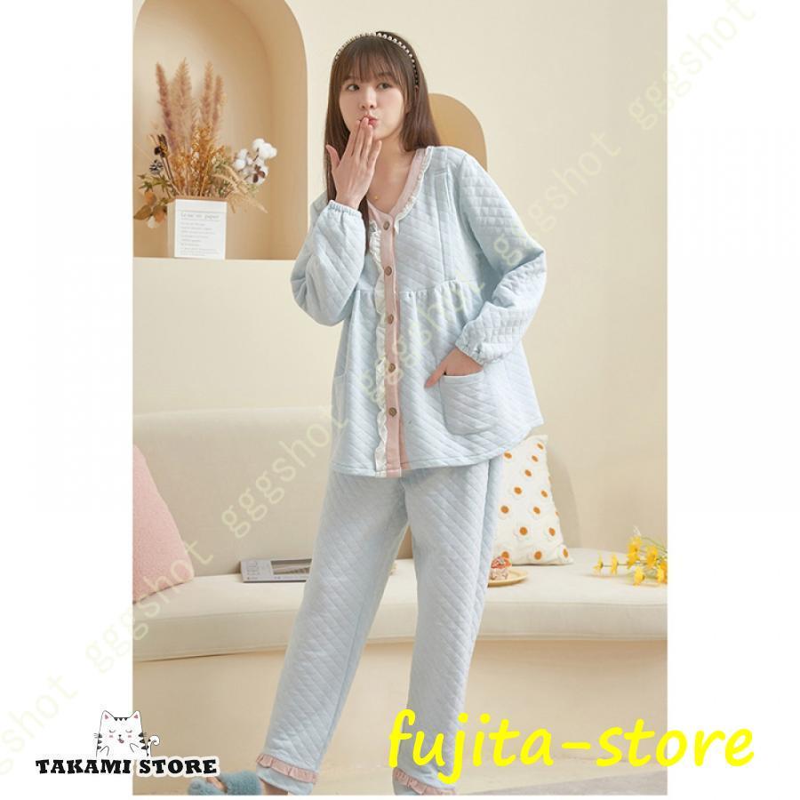 秋の特典マタニティ パジャマ 長袖 チェック柄 冬 春秋 入院 マタニティパジャマ 前開き 授乳服 ルームウェア 綿 フリル付き おしゃれ かわいい 上下セット ゆったり