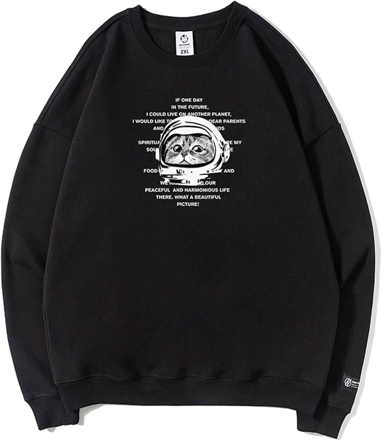 パーカー トレーナー 男性 かわいい ねこ柄 クルーネック 大きいサイズ 春秋服 長袖 カジュアル シンプル ハンサム 丈長め 体型パカー プルオーバー 柔らかい ファッション 通気 ストレ