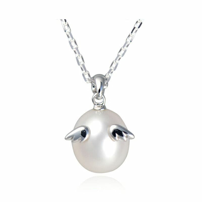 [Tenshi no Tamago] 天使の卵 1粒 本真珠 ネックレス Mサイズ レディース シルバー パール ペンダント ジュエリー 天使862