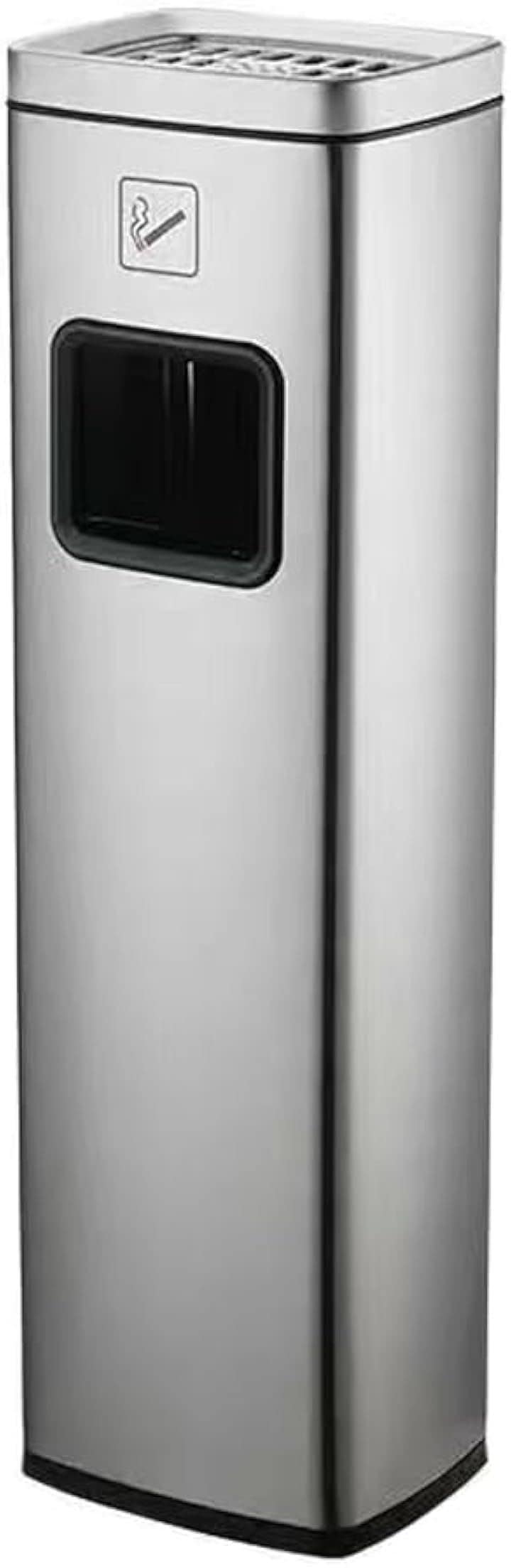 スタンド灰皿 屋外灰皿 角型 吸い殻入れ 吸殻入れ アッシュトレイ 分煙 公共施設 ホテル レストラン ショッピングセンター ごみ箱 ゴミ箱付き灰皿( シルバー, A)
