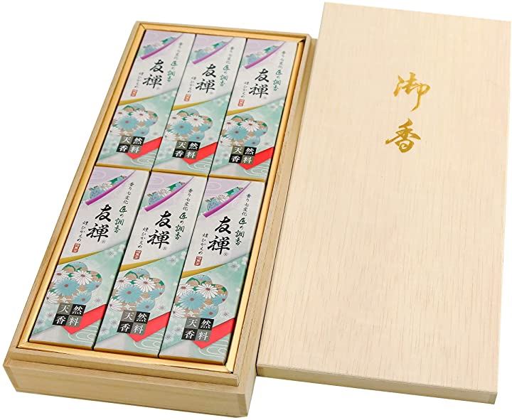 包装 蓮のし付き 匠の調香友禅6箱入桐箱/ 日本製 国産 淡路島 ばいくんどう 線香