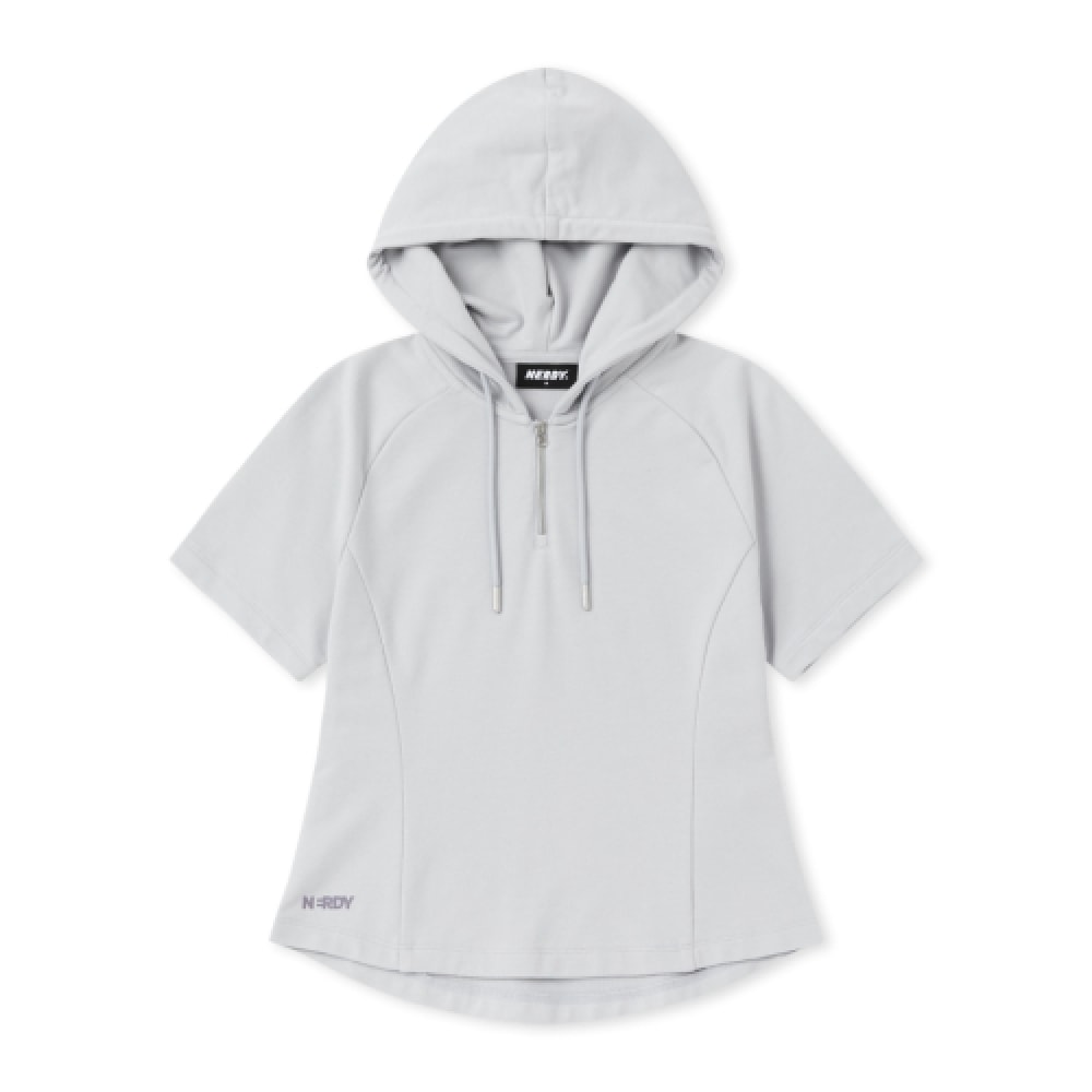 オタク女性用半袖ミニパーカーライトグレー