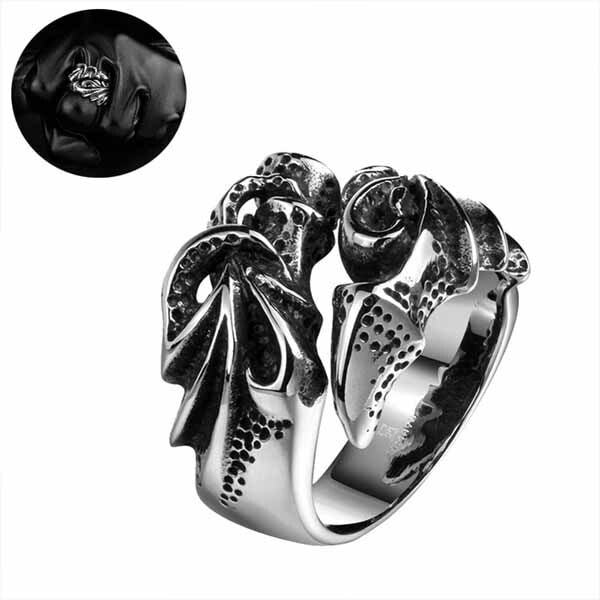 デビルウイングステンレスリング（RMT222）指輪 フリーサイズ 14号-31号 悪魔 サタン 翼 羽根 サージカルステンレス316L 男性 女性 プレゼント アクセサリー r0651xxxxxxxx