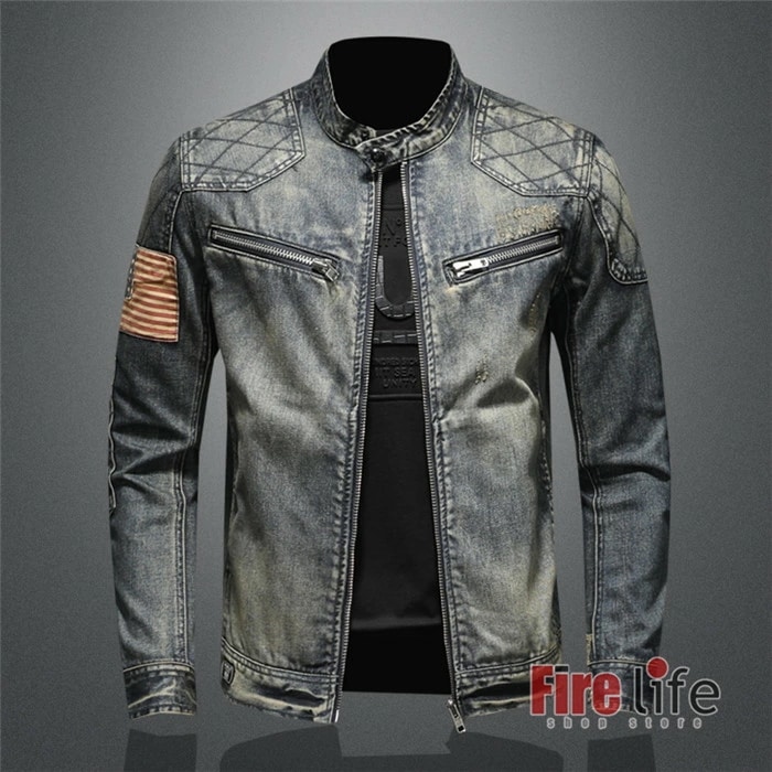 デニムジャケット メンズ Gジャン ダメージ ビンテージ加工 デニム ジージャン アメリカ国旗柄 トップス スリム カジュアル バイクウェア 春秋 M L XL 2XL 3XL 4XL 5XL