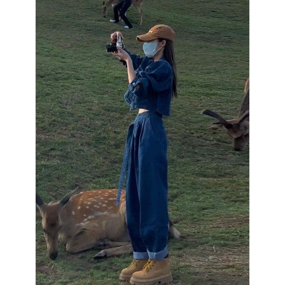 【送料無料】涼く楽ちんセットアップ 2025 ニューデザイン 高級感 バブル袖 ショット丈 コート着 ジーンズ おしゃれ デニム セット