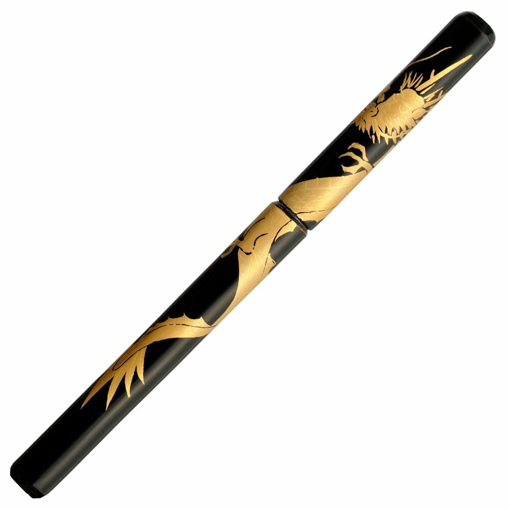 あかしや　越前塗　蒔絵筆ペン　龍　黒　漆塗　UK18E-06