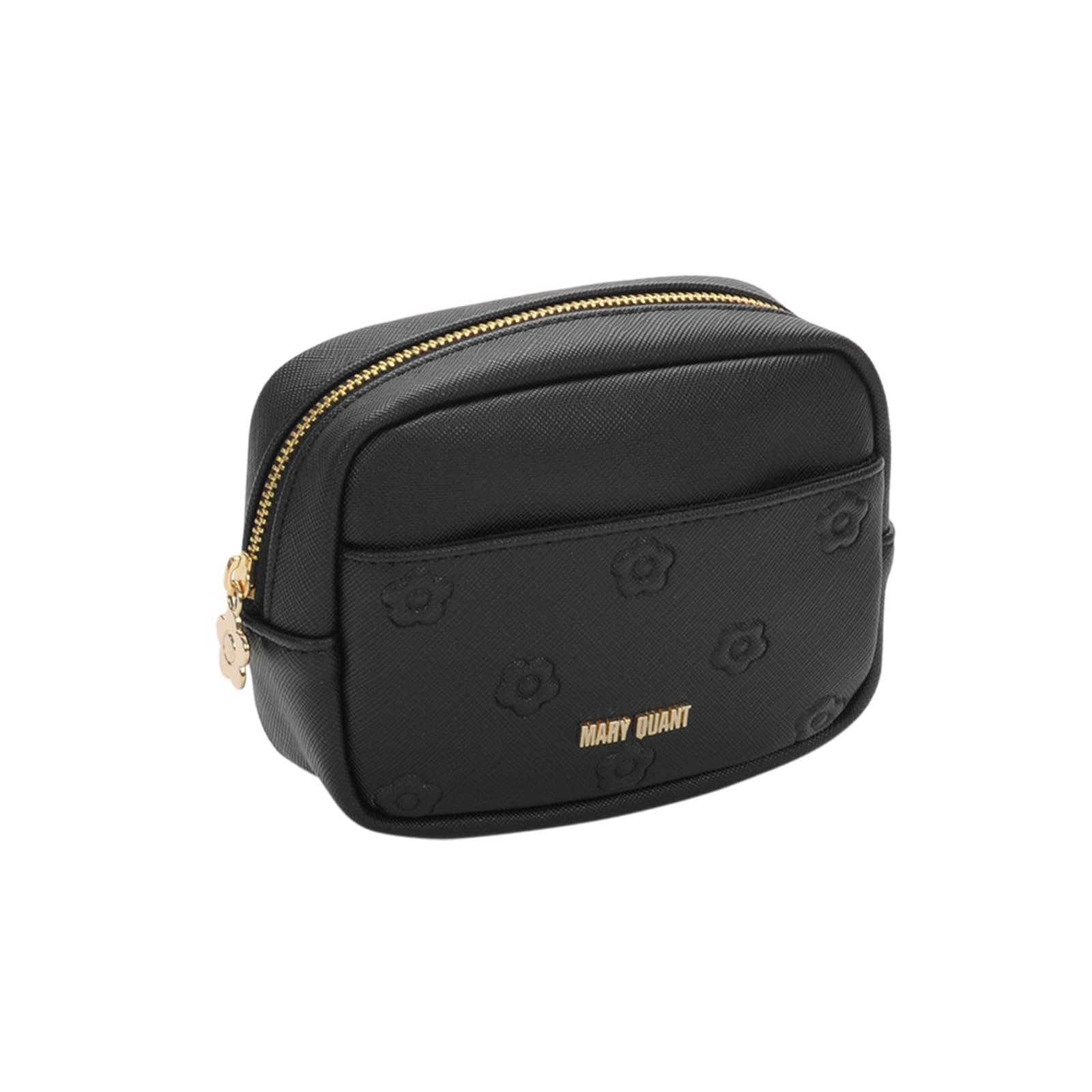 MARY QUANT(マリークヮント) シンプルエンボスデイジーミニポーチ H10.5×W14×D5cm ブラック