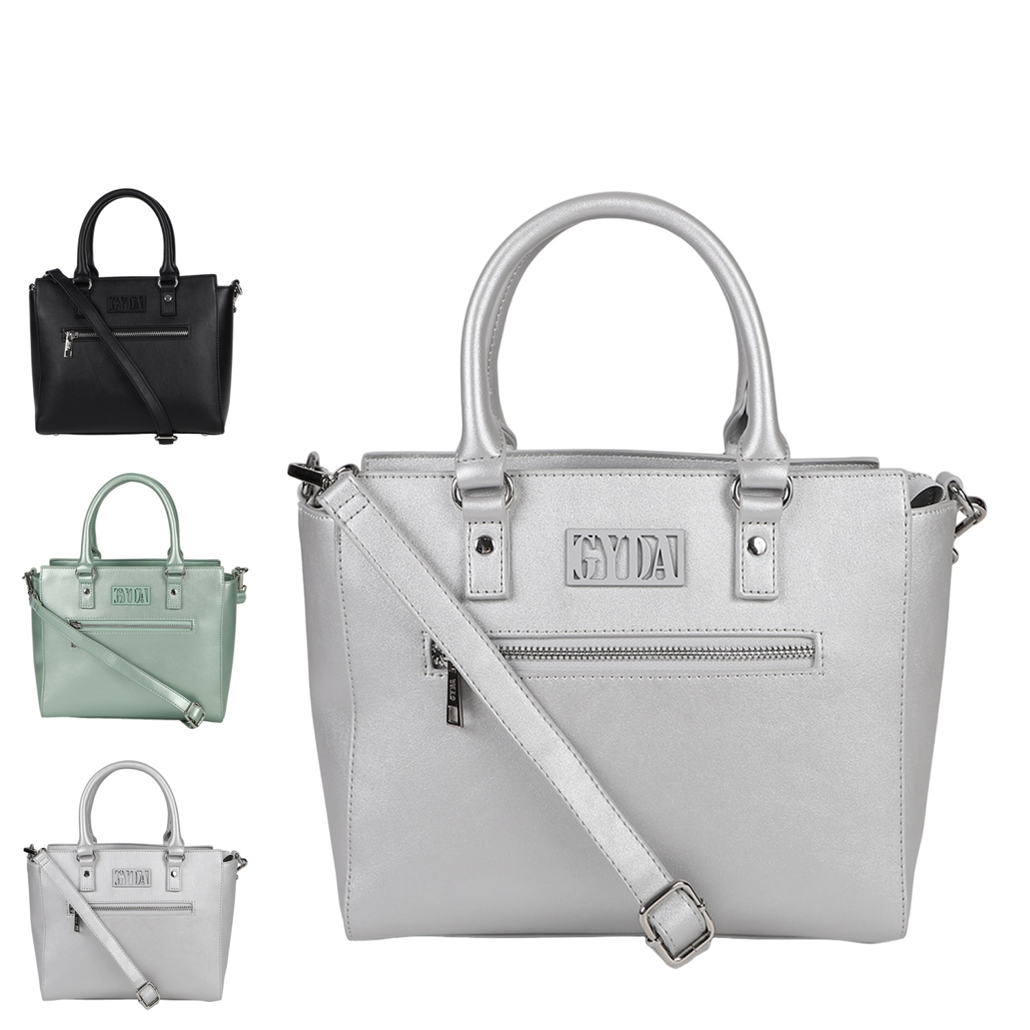 トートバッグ ショルダー ハンド レディース 斜めがけ ブラック グリーン シルバー GY-B206