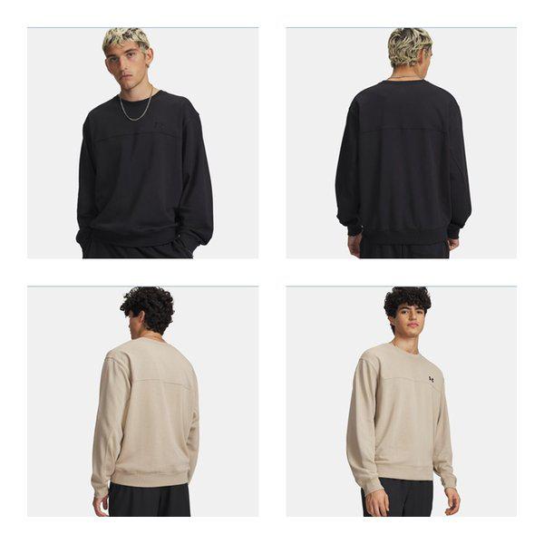 6009347 ブラック カーキブラウン 2カラー メンズ UA ライバル ライトウェイト クルー スウェットシャツ コットン Tシャツ