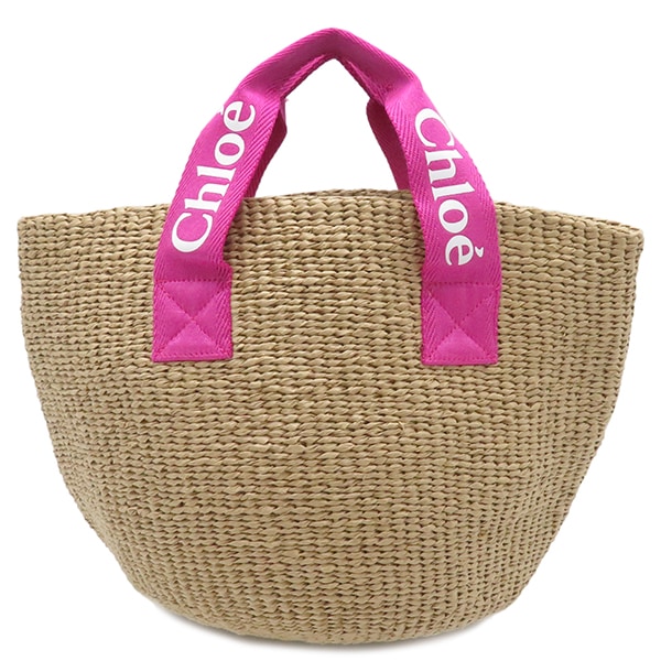 クロエ Chloe ハンドバッグ バスケット バッグ ペーパーファイバー ブラウン×ピンク 茶 Mifuko コラボ かごバッグ C2004549L【中古】