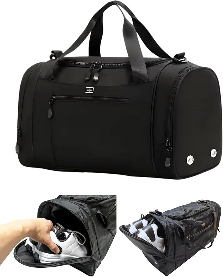 ゴルフ ボストンバッグ メンズ ショルダーバッグ スポーツバッグ ダッフルバッグ 旅行 出張 フィットネスジム テニス バドミントン 卓球 バスケットボール(ブラックマーク, 60L)