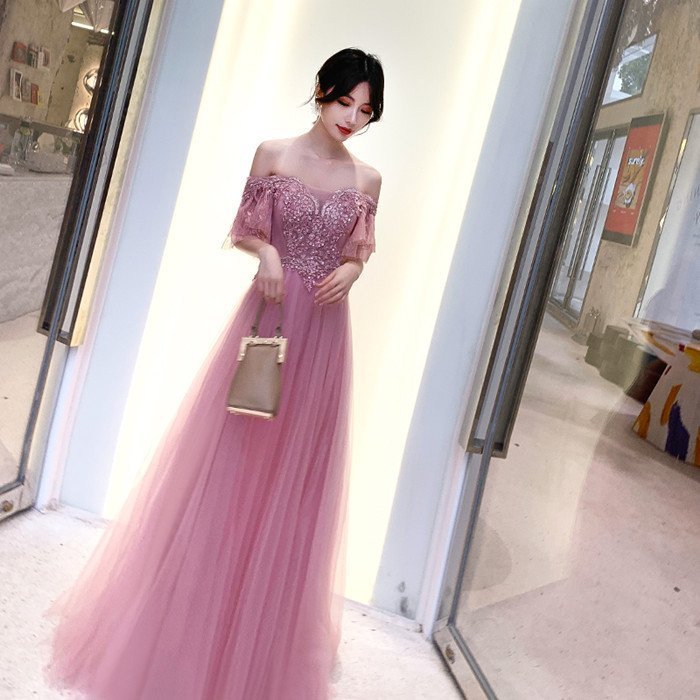 演奏会用ドレス ピンク カラードレス ロングドレス パーティードレス ウェディングドレス 発表会 結