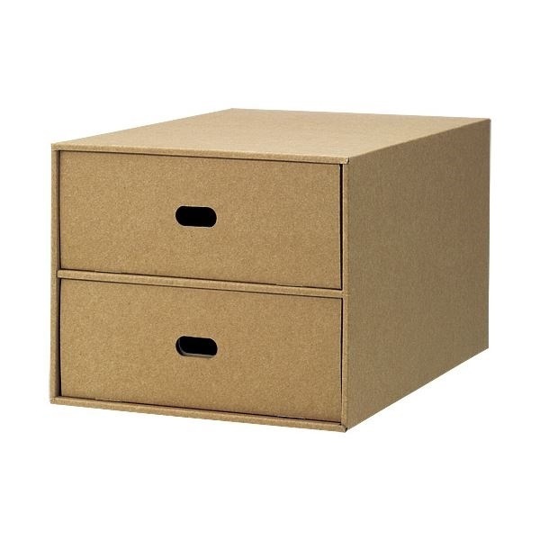 （まとめ）スマートバリュー ダンボールBOX引出式 2段 A4タテ B780J[x5セット]