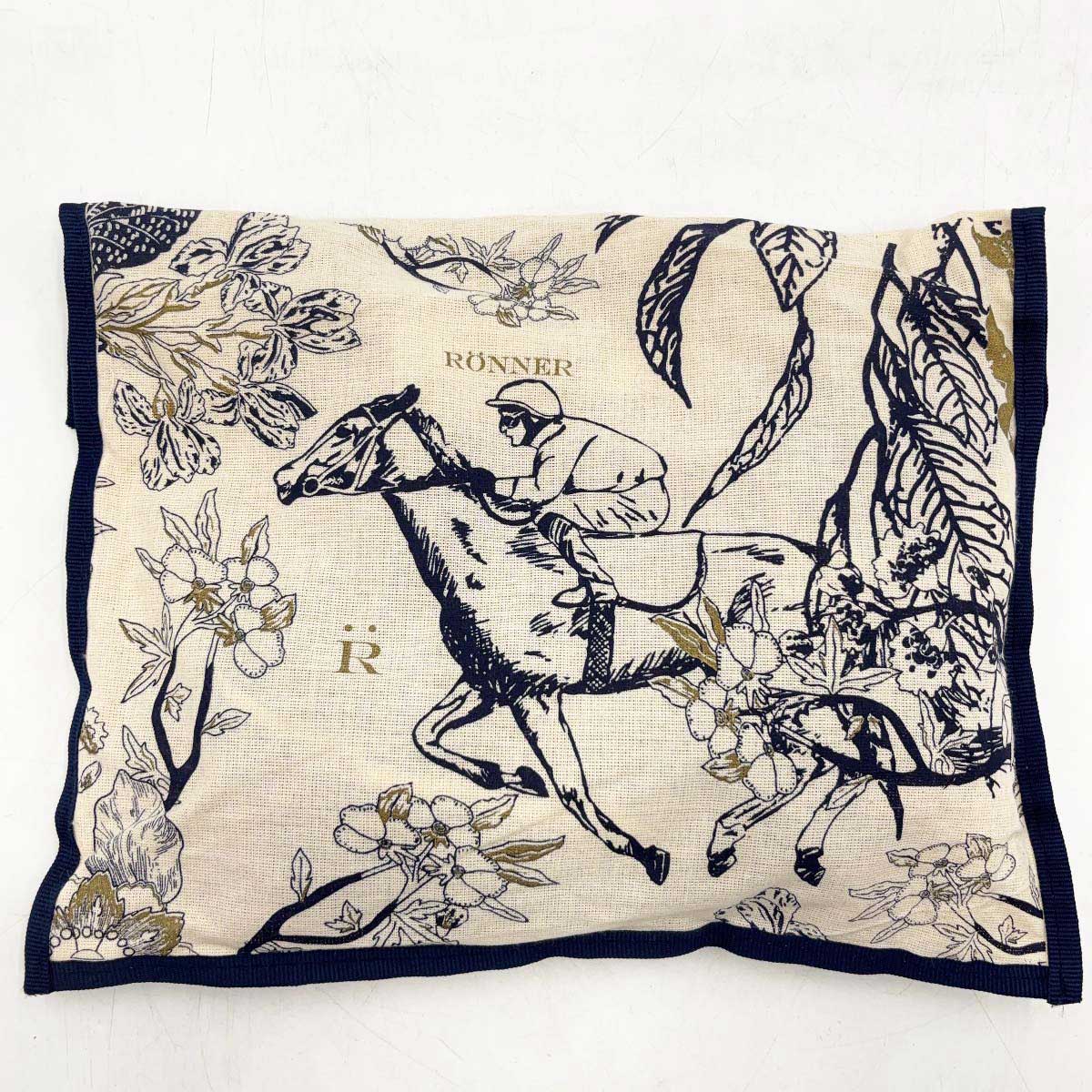 【中古・未使用品】RONNER ロナー ニット ロングスリーブ 長袖 M ブルー レディース 乗馬 馬術 馬 花柄