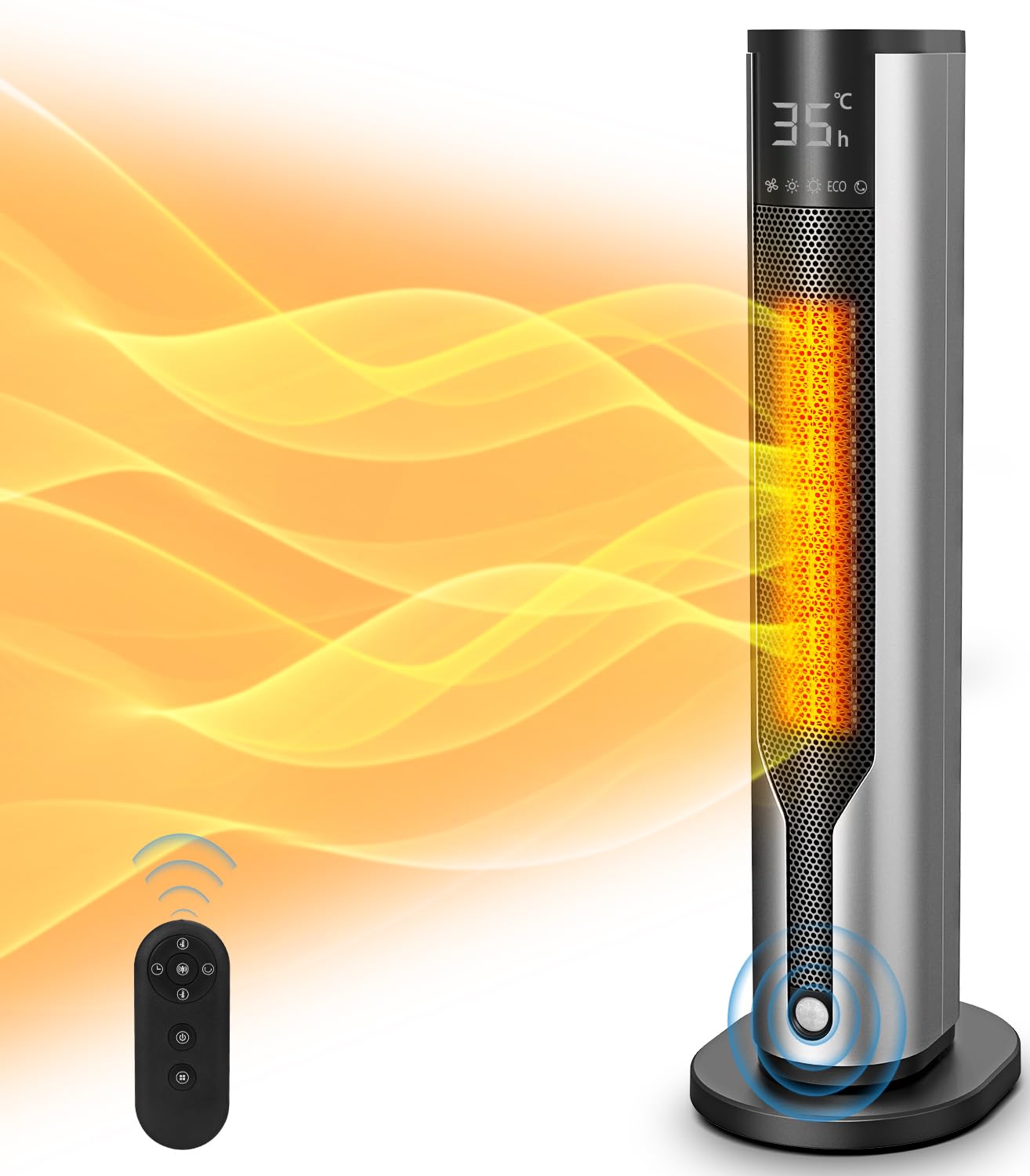 ヒーター セラミックヒーター 人感センサー付き 首振り セラミックファンヒーター 【ECO知能恒温 節電対策】 750W/1200W 足元 ファンヒーター 暖房器具 省エネ 10畳 転倒オフ 過熱保護