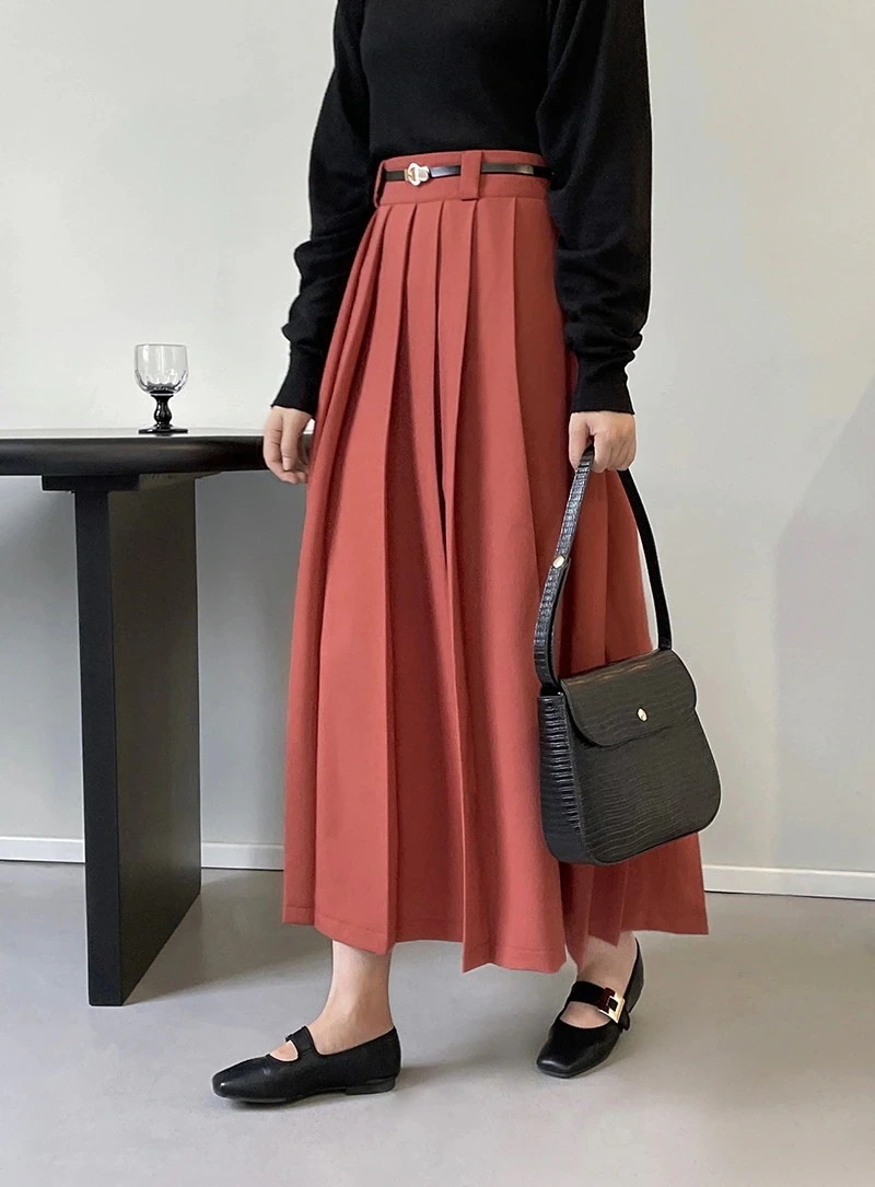 プリーツスカート服レディース可愛いハイウエストレトロなスーツスカート韓国ファッション23人気新作服福袋