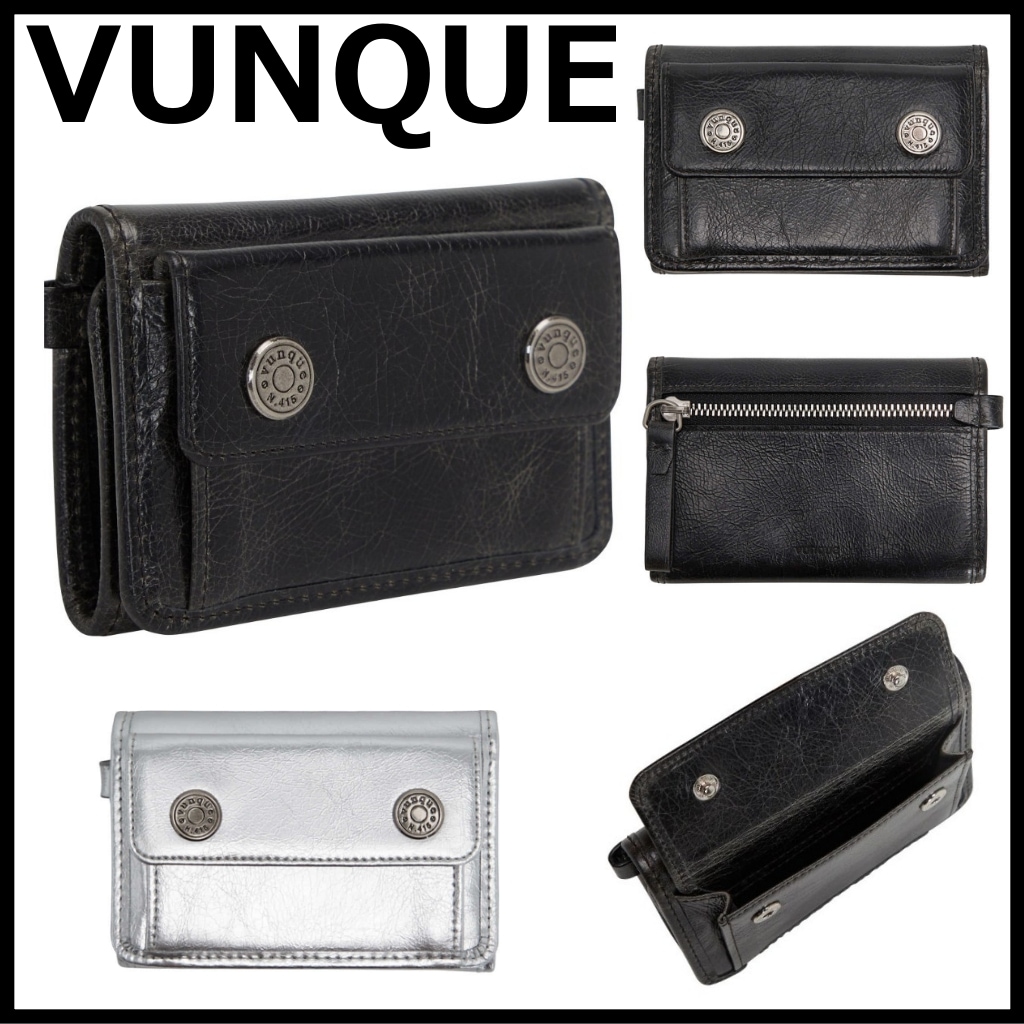 【VUNQUE】 Perfec Button Up Folded Half Wallet [正規品] 本革 カードホルダー 天然牛革 カードケース 韓国 本革 カード入れ 折りたたみ財布 ミニ財布