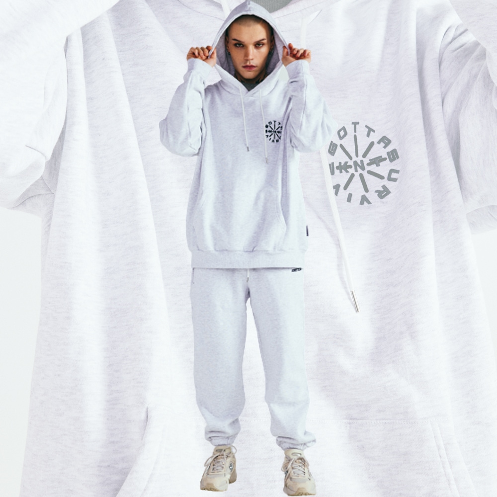 [UNISEX] [男女兼用] CIRCLE LOGO FLEECE HOODY OVERFIT 裏起毛 サークル刺繍フリースフード付きトップス オーバーサイズ