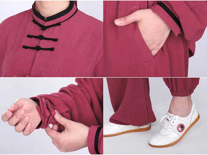 太拳ウェア レディース メンズ 上下セット 男女兼用太拳服 春 秋 冬 ン素材 長袖 前開き 練習着 表演服 カンフー スポーツ 太拳 拳法 武術 功夫 カジュアル