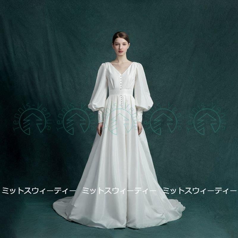 ウェディングドレス 二次会 前撮り 海外挙式 ロングドレス 花嫁 長袖 ハウスウェディング 結婚式