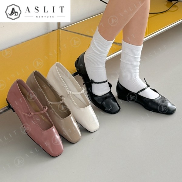 スクエアトー結び目 メリージェーン レディース フラットシューズ 短靴 1cm フラットシューズ