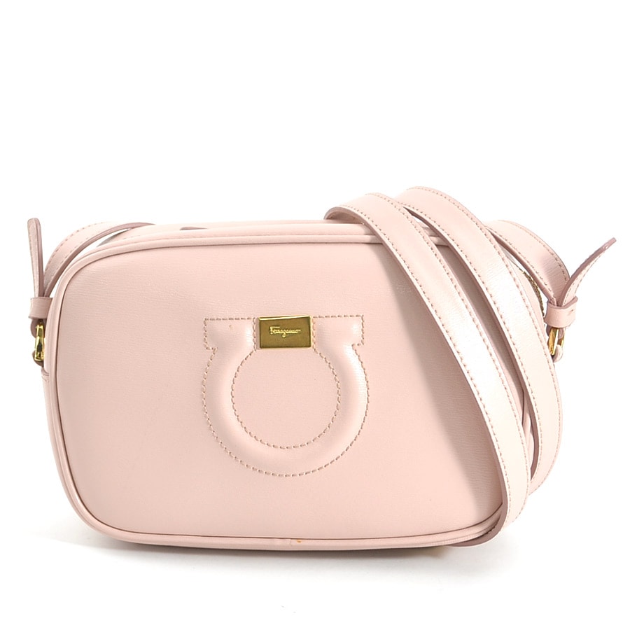 サルヴァトーレフェラガモ Salvatore Ferragamo 斜め掛けショルダーバッグ ガンチーニ レザー ライトピンク ゴールド レディース e59414g