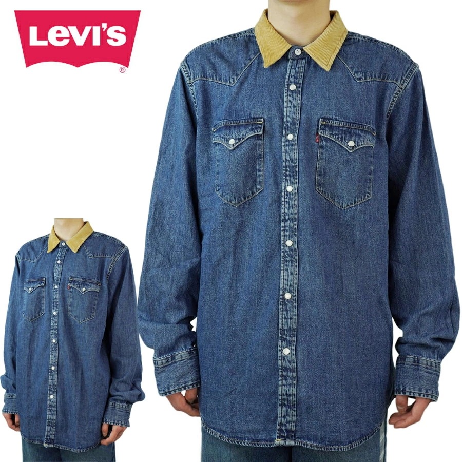 メンズ ウェスタンシャツリーバイス LEVIS デニムウエスタンシャツTHE WESTERN STANDARD FITスタンダードフィット コーデュロイレトロ