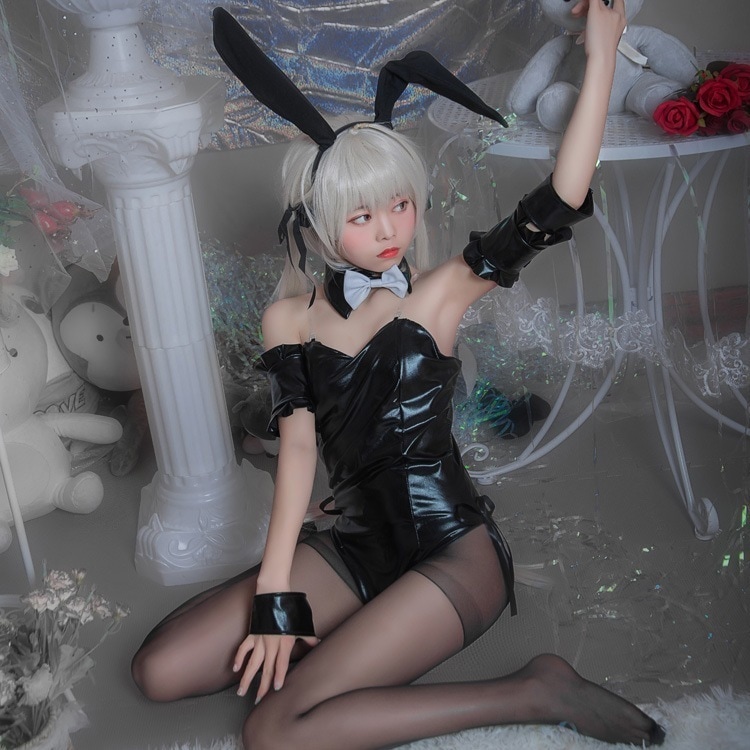 縁空春日野穹妹革コスプレ衣装ロリ装アニメセクシーメイド服