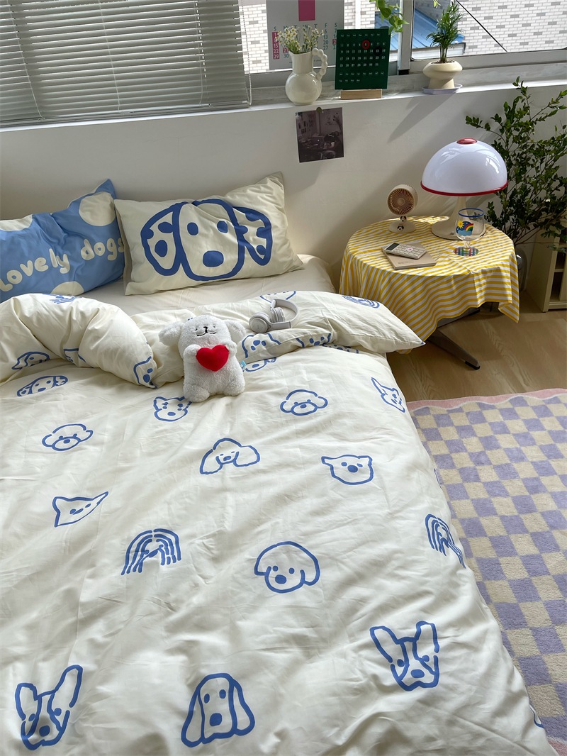 麗夢ラブリーコットン コットンシーツと掛け布団カバーの4点セット ドミトリー寝具