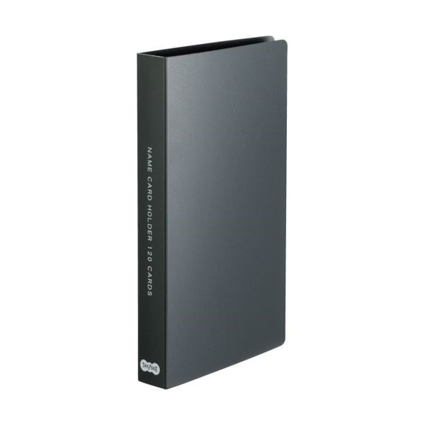 （まとめ） TANOSEE 名刺ホルダー 固定式コンパクト 120名用 ヨコ入れ ブラック 1冊 50セット