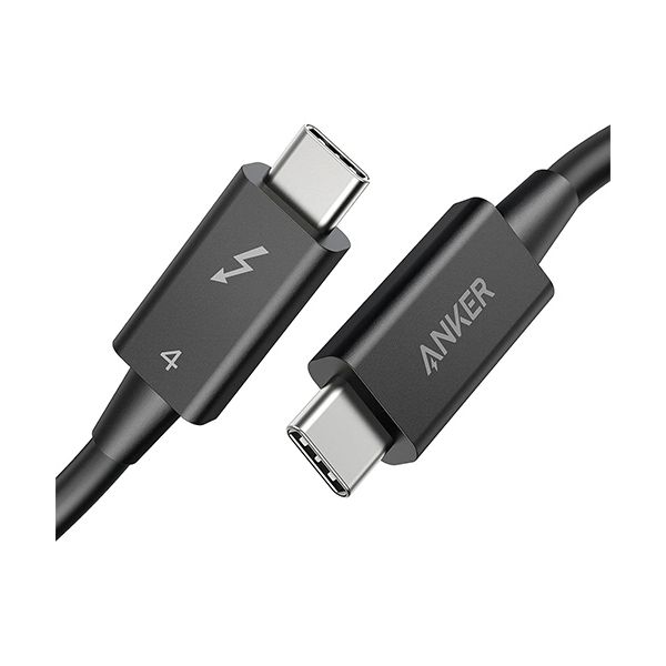 （まとめ） アンカージャパン ANKER USB-C＆USB-C Thunderbolt 4 100W ケーブル 0.7m ブラック A88590111本 [x2セット]