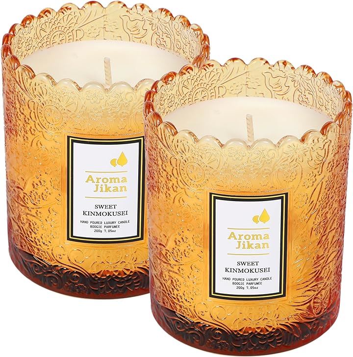 アロマキャンドル 200g 35時間 リフレッシュ ソイワックス バレンタイン クリスマス 母の日(スウィートキンモクセイ, 2個)