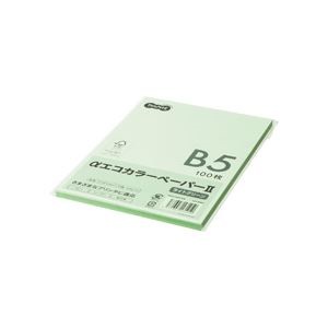 （まとめ） TANOSEE αエコカラーペーパーII B5 ライトグリーン 少枚数パック 1冊（100枚） 30セット