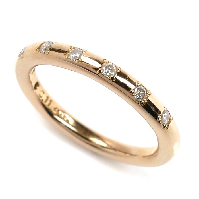 agete アガット K18PG ピンクゴールド ダイヤ リング・指輪 ダイヤモンド0.11ct 9号 3.4g レディース 中古