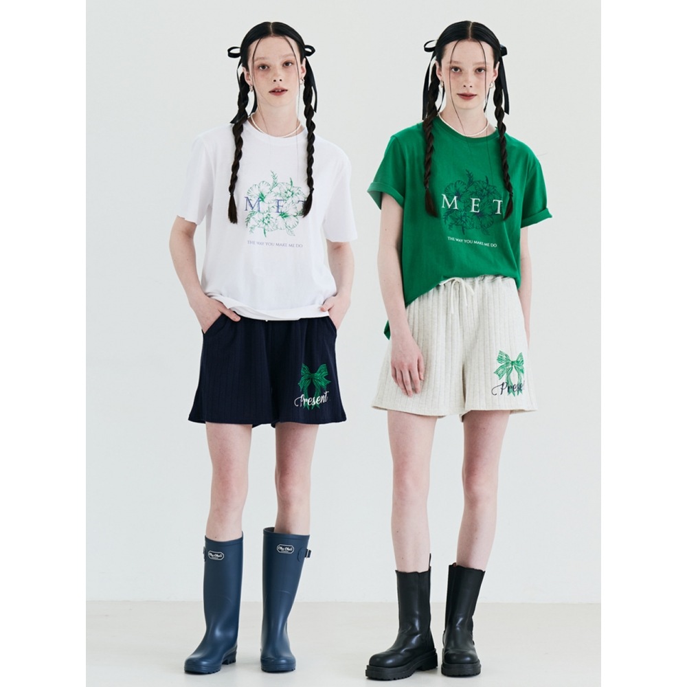 METAPHER MET ツートンTシャツ&リボンパンツセット